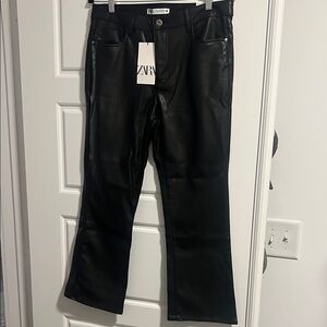 Zara Black Faux Leather Trousers